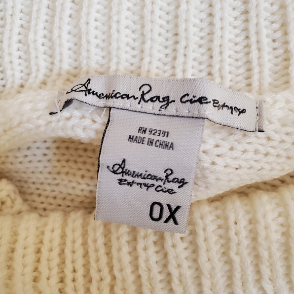 American Rag Size S Boho Fringe Tunic Sweater Cowlneck Oversize Cream NWT - Picture 4 of 4